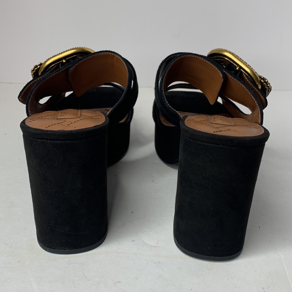 Kurt Geiger Mayfair black suede crystal buckle platform heels NWT - Picture 9 of 12